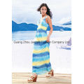Knit Deep V Tribal Print Women New Fashion Design Maxi Dress